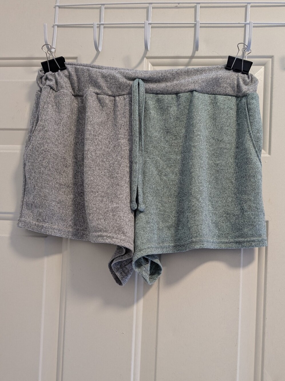 Cozy Two-Tone Fleece Lounge Shorts - Gray & Sage